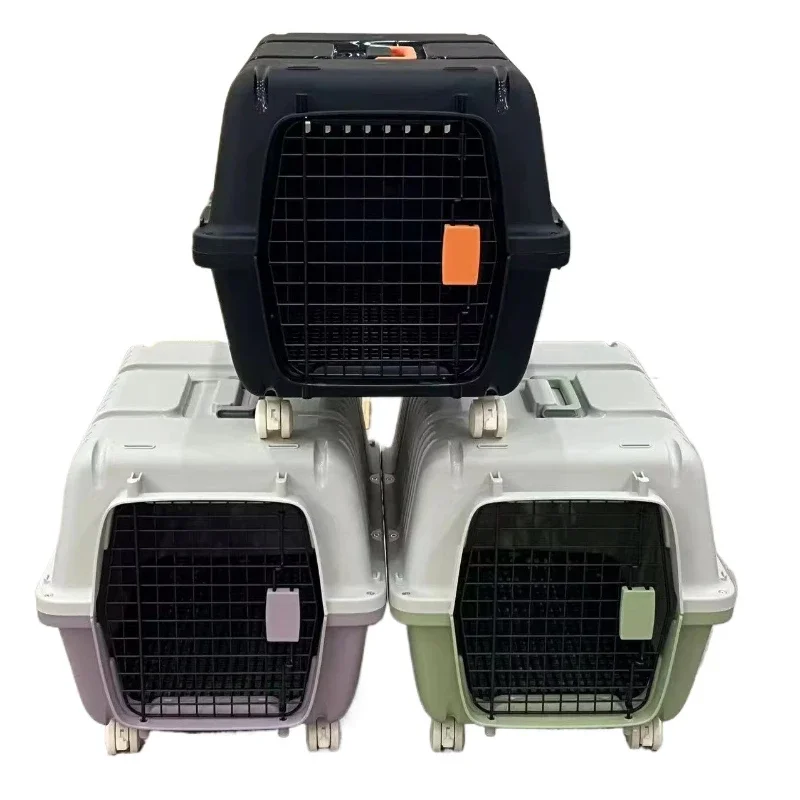

Large Plastic Air Pet Box Pet Dog Bracket Wheeled Portable Cat Pet Bracket Crate Cage