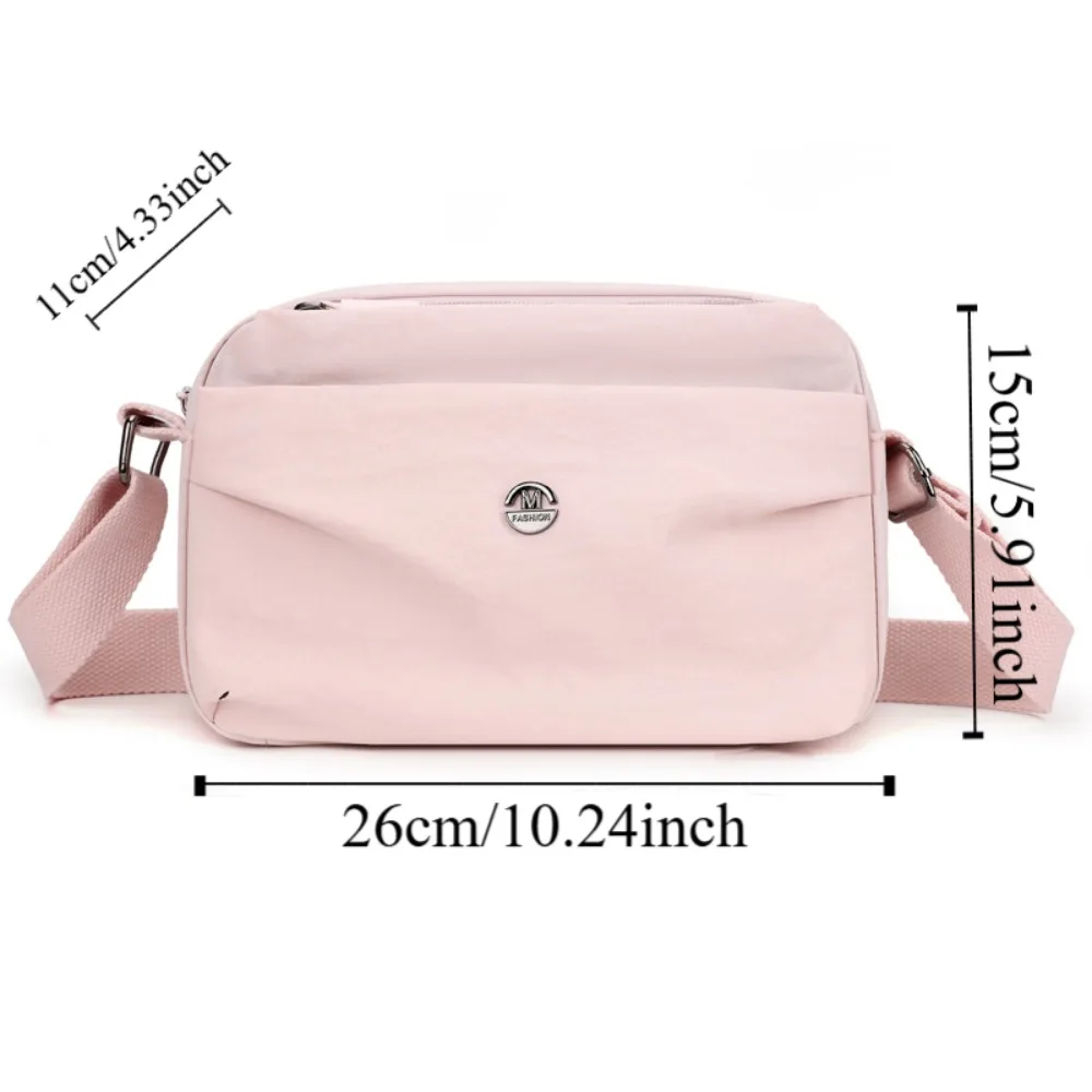 Bolso bandolera de nailon de gran capacidad, bandolera cuadrada informal multicapa, bolso de hombro individual impermeable de estilo coreano para estudiantes