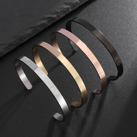Fashion Classic Stainless Steel Smooth C-Shape 6Mm Open Bracelet for Women Trend Punk Mirror Bangle Couple Jewelry Gift