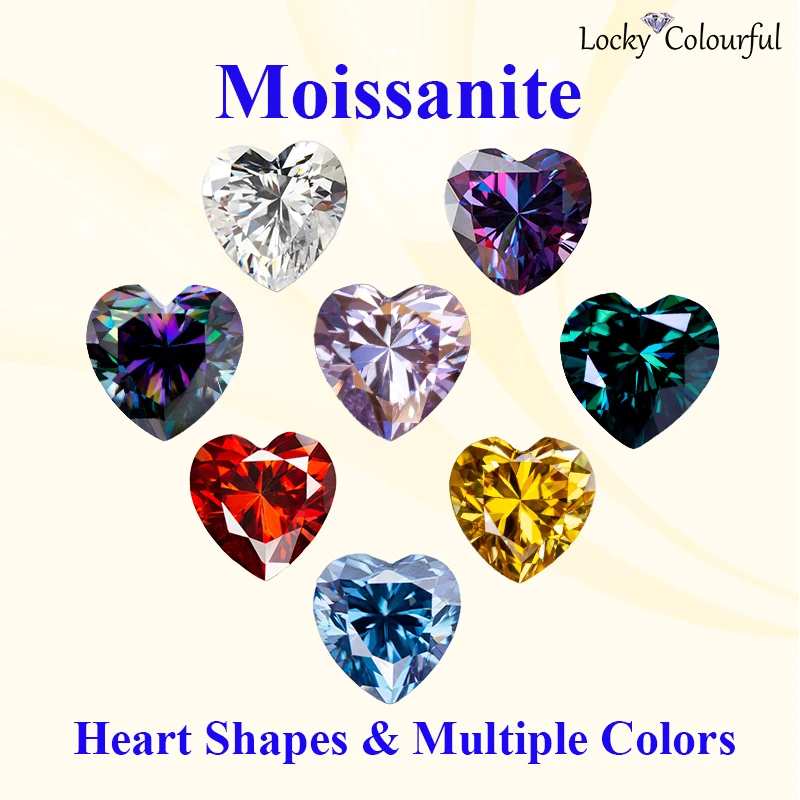 Moissanite Heart Shape B Group Style Multiple Colors VVS1 DIY Charms Beads for Jewelry Earrings Making with GRA Certificate