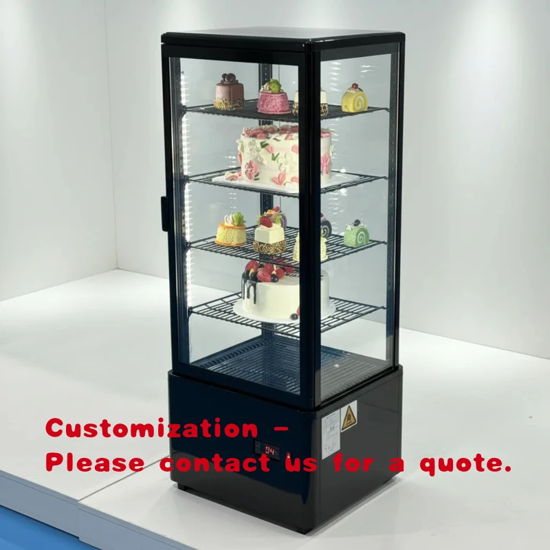 custom.Upright Glass 360° Refrigerated Cake Display Cabinet Bakery Dessert Retail Presentation Commercial Refrigeration Show