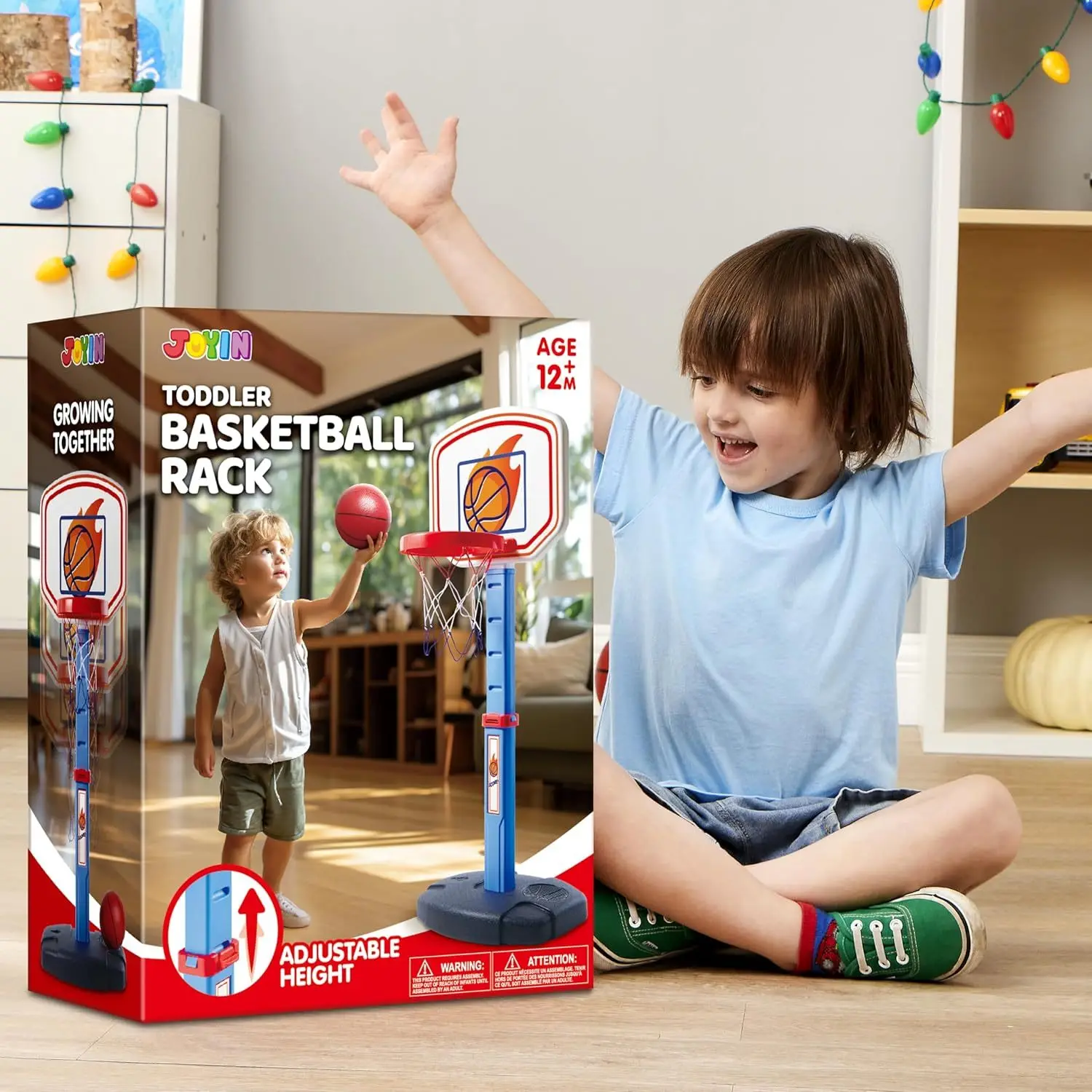 JOYFY Kleinkinder Basketball-Arcade-Spielset Verstellbares Basketballkorb-Set mit 4 Bällen für Kinder Weihnachts- und Geburtstagsgeschenk – Detail 7