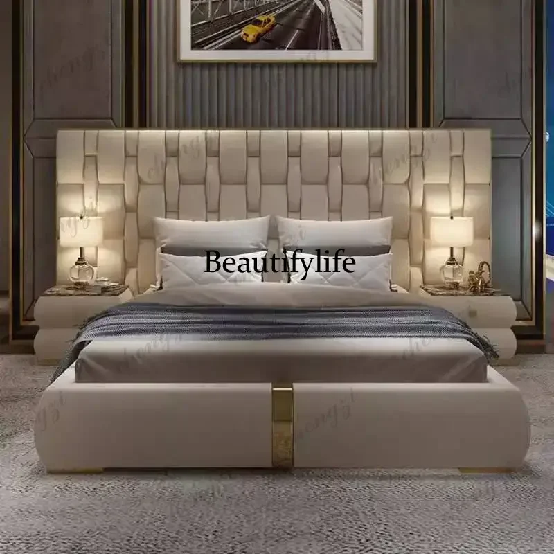 Modern Australia Double Bed Size Couples Large Frame Luxury Double Bed Adults Modern Metal Cama Matrimonial Furniture For HomeN1