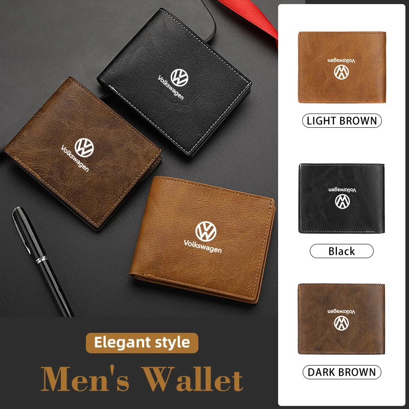 Men Wallet Car Logo Leather Coin Purse Personalised ID Card Holder For Volkswagen VW Golf 4 6 GTI Tiguan Passat B5 B6 B7 MK5 Pol