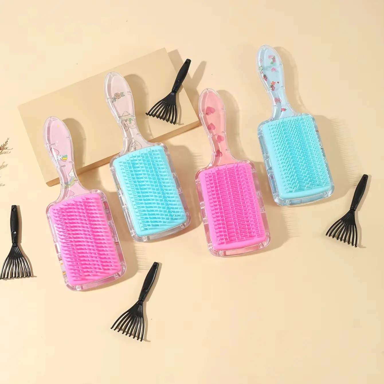 2 قطعة مشط الكرتون تدليك فروة الرأس وسادة هوائية تصفيف الشعر تنظيف مخلب المحمولة تصفيف الشعر مشط خاص للشعر المستعار الحقيقي #2