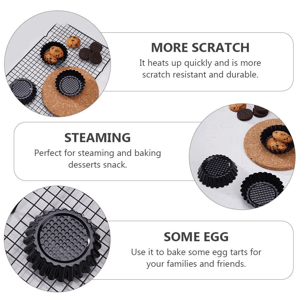 

12 PCS Egg Tart Baking Dish Mold Molds Mini for Cake Pan Maker Mould High-carbon Steel