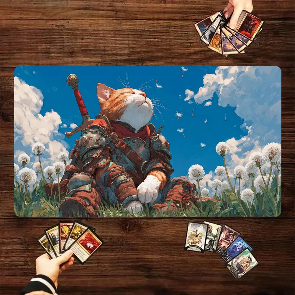 

Anime-style cat knight Magic Card Battle Mat MTG Playmat Anti-slip Base 35X60CM gathering gaming mats Board Game Mat for TCG