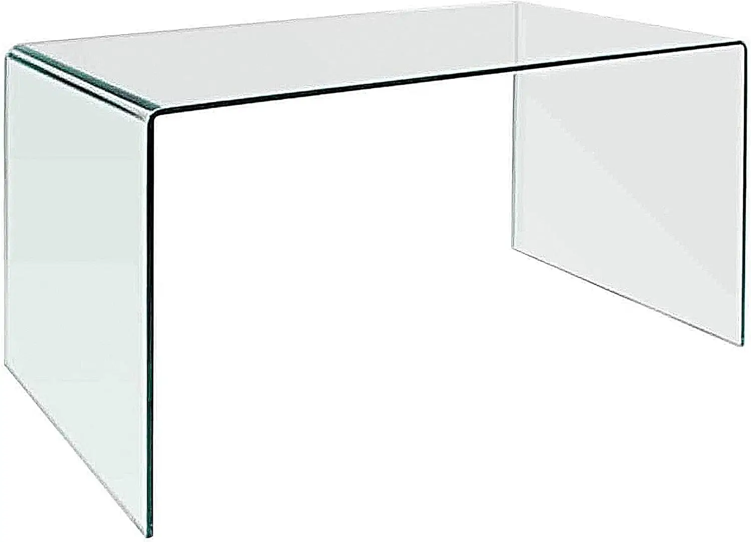 Modern Furniture Bent Glass Computer Desk Contemporary Rectangular Shaped PC Laptop Workstation Study Table Home Office