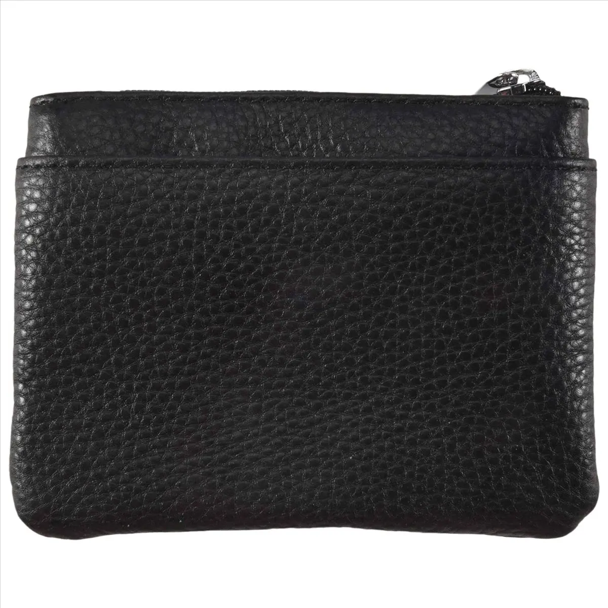 กระเป๋าใส่เหรียญหนัง ABQR พร้อมช่องใส่ของ 4 ช่องและพวงกุญแจสำหรับผู้หญิง สีดำ