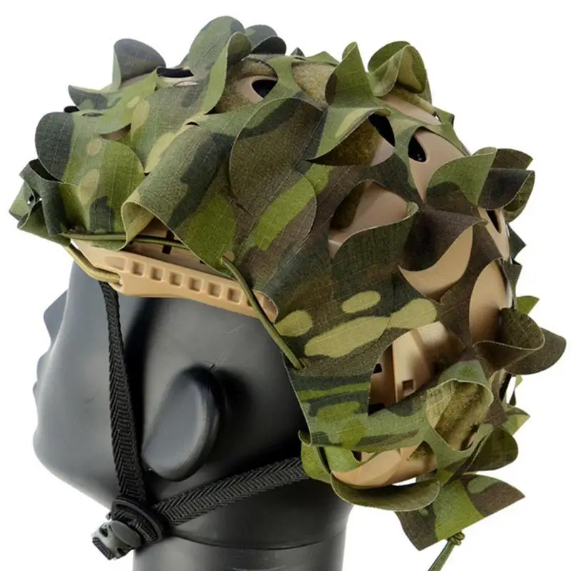 3D Tacticals Camo Net Helmet Cover Laser Cut Nylon Drawstring Camo Helmet Cover Scrim CS Paintball Paratrooper Accessories