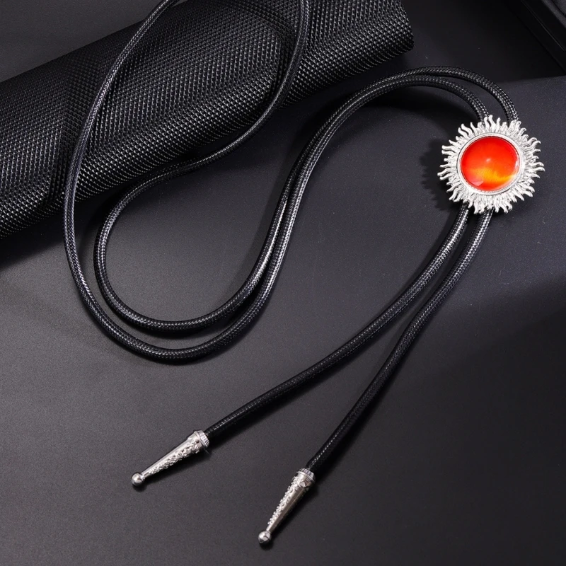 Sun Stone Bolo Tie เนคไทแบบปรับได้สำหรับงานแต่งงานและงานราตรี