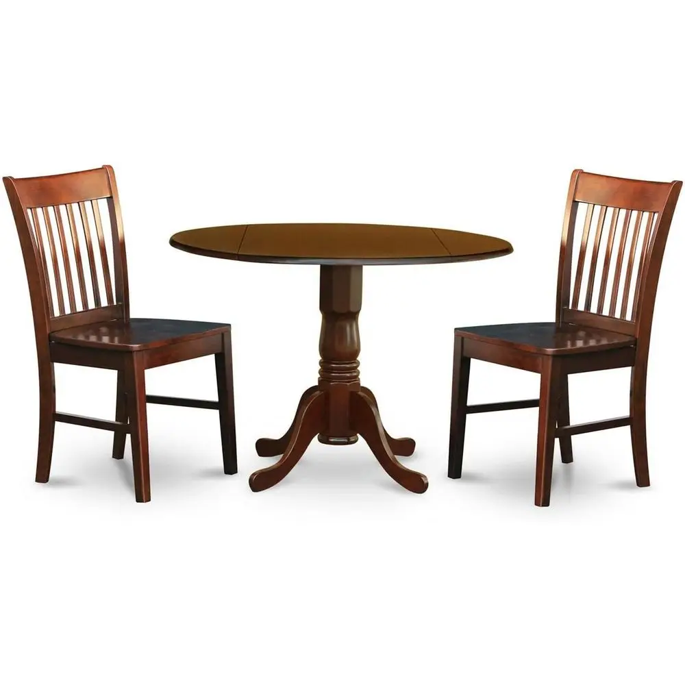 3-Piece Compact Kitchen Table Set with Drop Leaf and 2 Chairs, 42x42 Inches