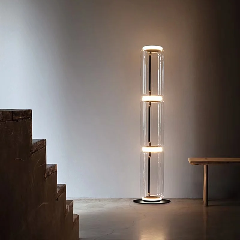 Lámpara de mesa con diseño de tubo de vidrio transparente, túnel ajustable de lujo, luz moderna, accesorios de iluminación decorativos para el suelo de la sala de estar.