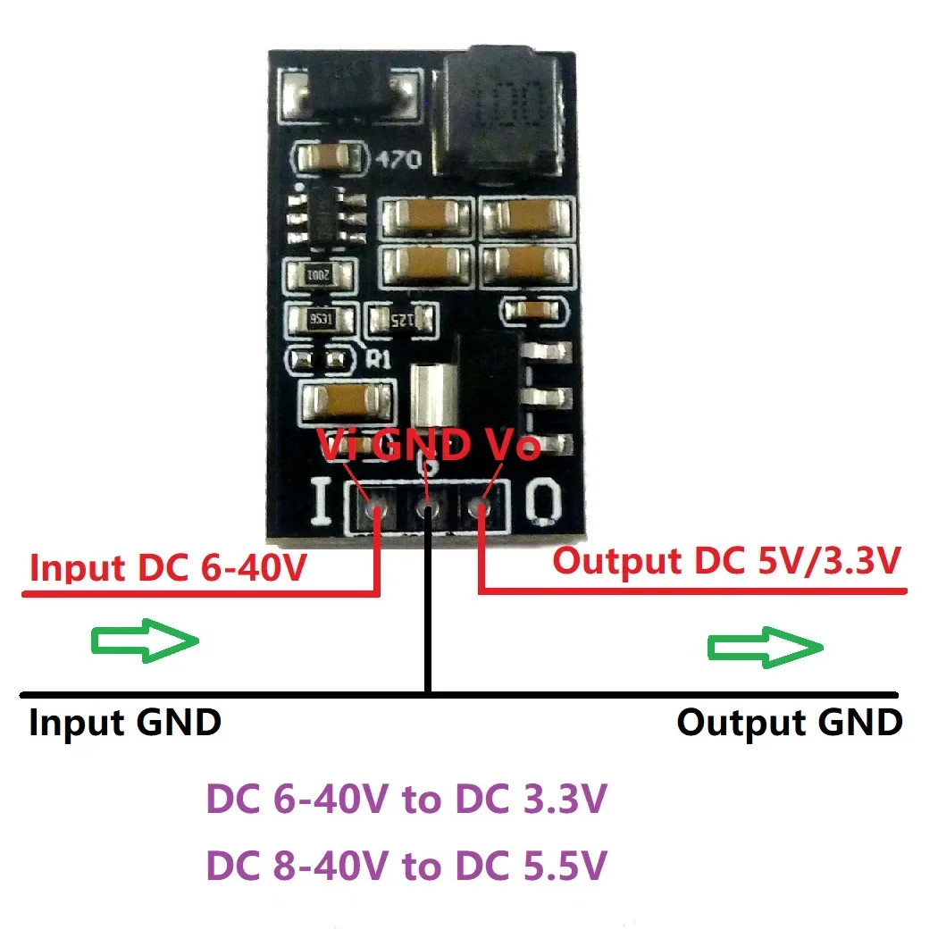 2 IN 1 5W DC-DC Buck Converter & LDO Regulator DC 6-40V to 5V 3.3V Step-Down Power Module replace L7805 AMS1117