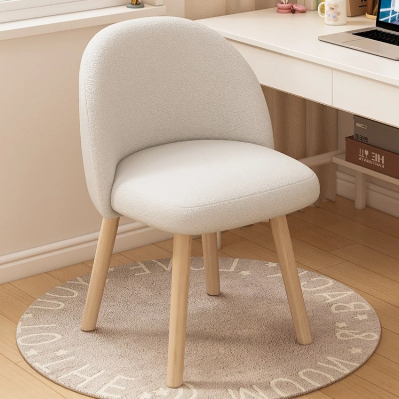

Light Luxury Makeup Chair Bedroom Dressing Stool Modern Frame Backrest Padded Seat Wooden Legs Home Kitchen Dining Chair