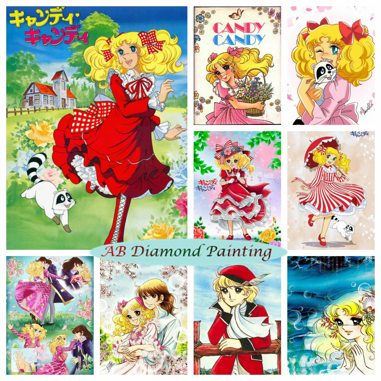 AB Diamond Painting Japanese Cartoon Anime Candy Candy Girl Flower Art Cross Stitch Kits Embroidery Mosaic Craft Home Decor