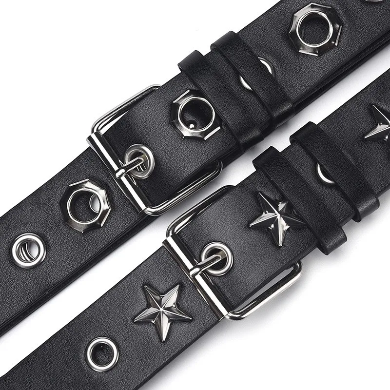 Nietenbesetzter Gürtel im Punk-Stil für Männer und Frauen, stilvoller, lässiger, ausgehöhlter Vintage-Taillengürtel im Gothic-Stil, geeignet für den täglichen Gebrauch, Freizeit und Partys – Detail 10