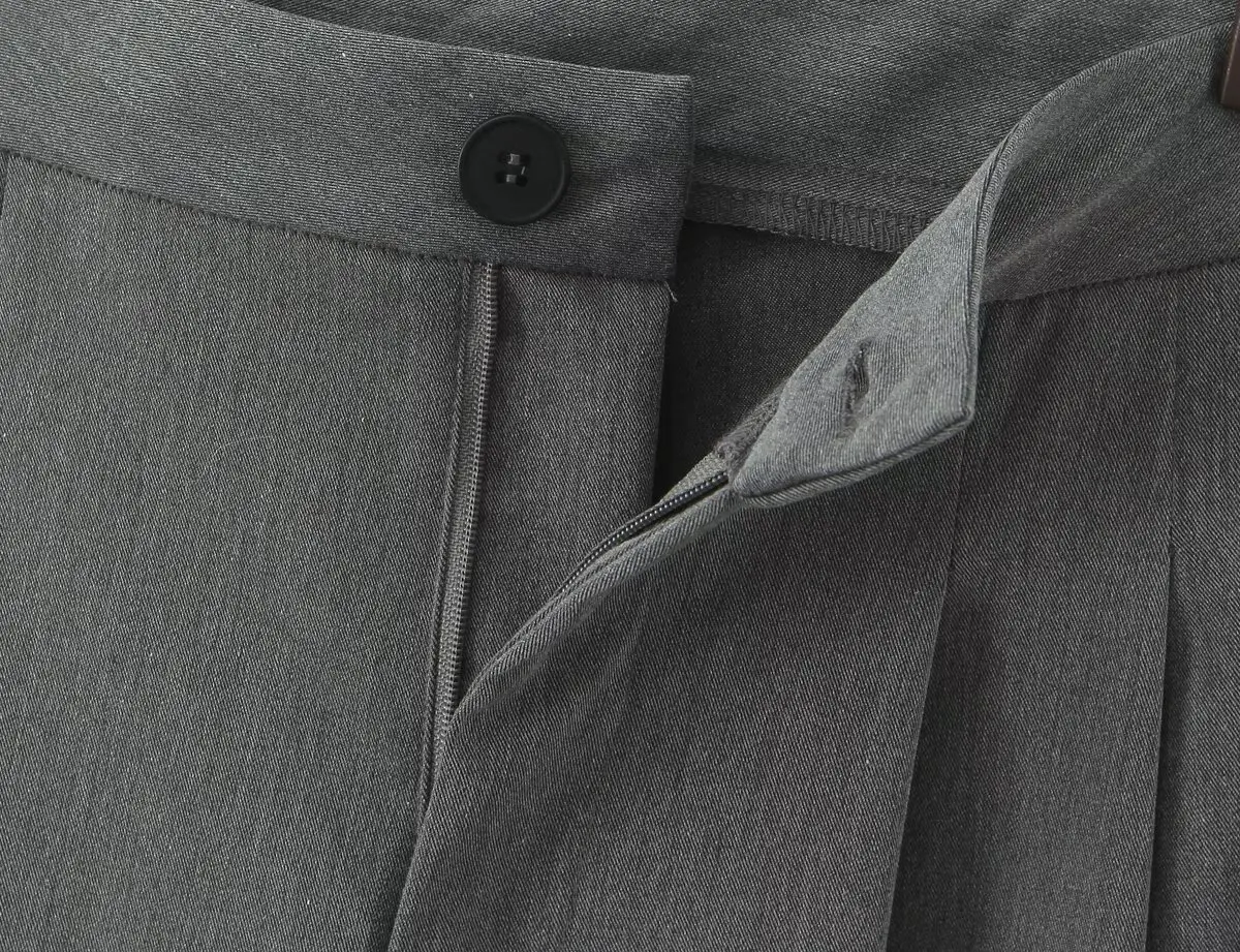 Damesmode Veelzijdige lange broek Herfst Winter Elegant Commuter Geplooide wijde pijpen Onderzakken Rits Lage taille broek