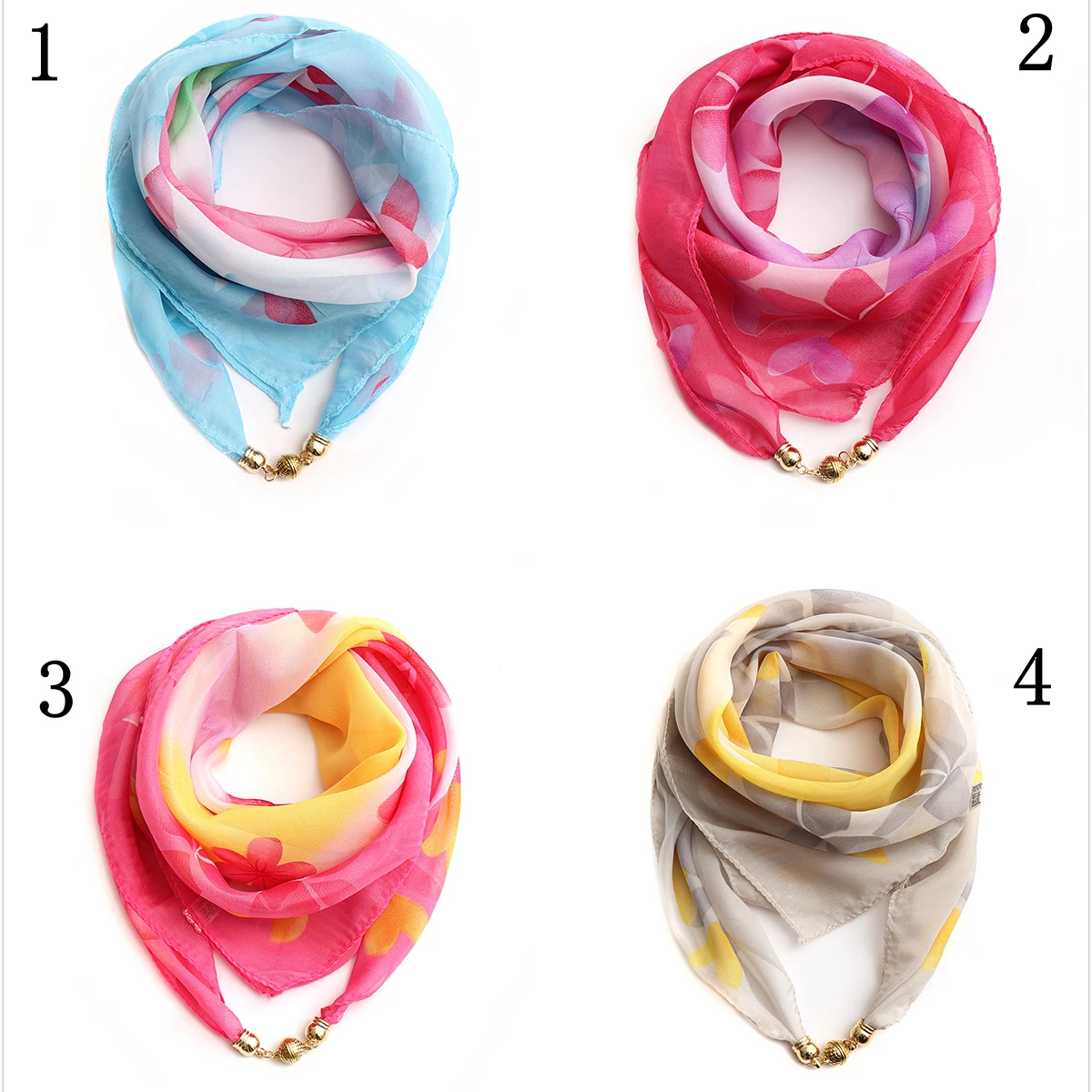 Fashion Magnet Buckle Neckerchief Solid Silk Scarf Women Skinny Headband Hand Wrist Bag Scarves Necklace Accessories For Women