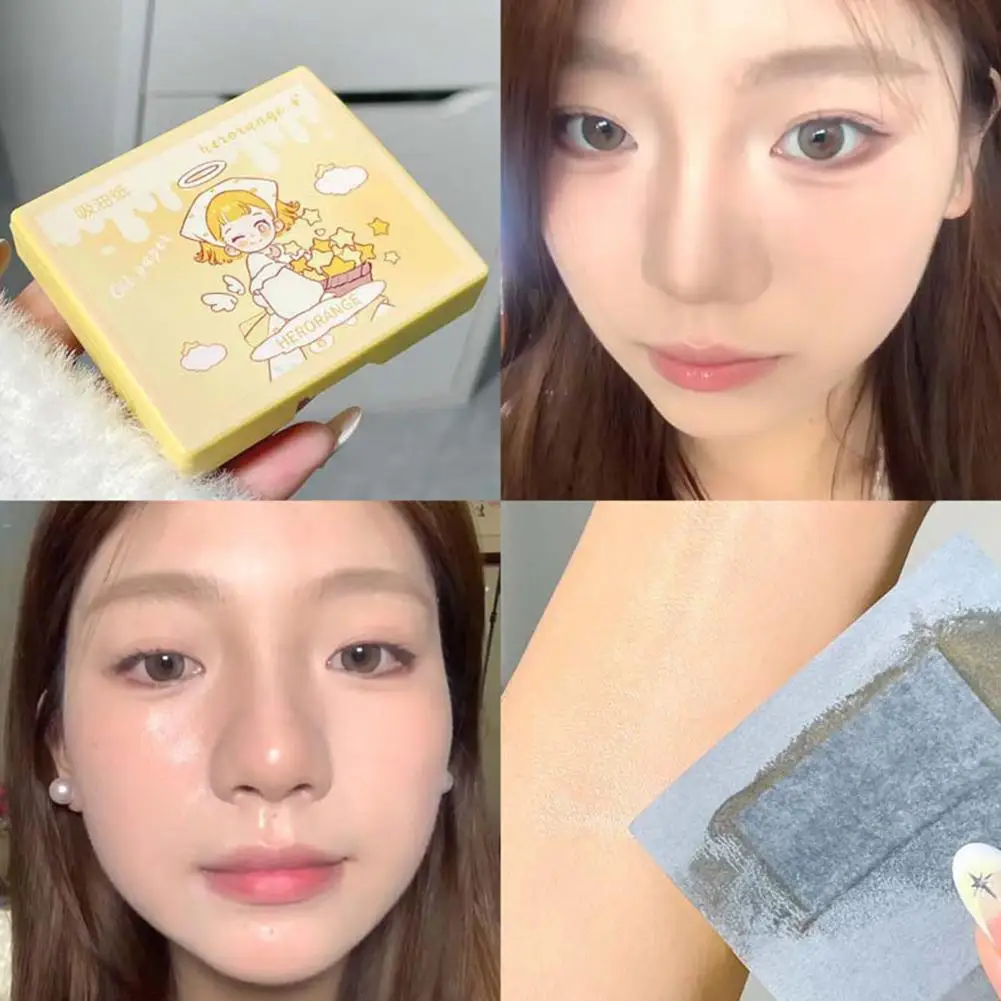 Folhas de absorvente de óleo genéricas para rosto, filme portátil de controle de óleo feminino com espelho e base de sopro maquiagem rosto absorvente de óleo ela m3g6