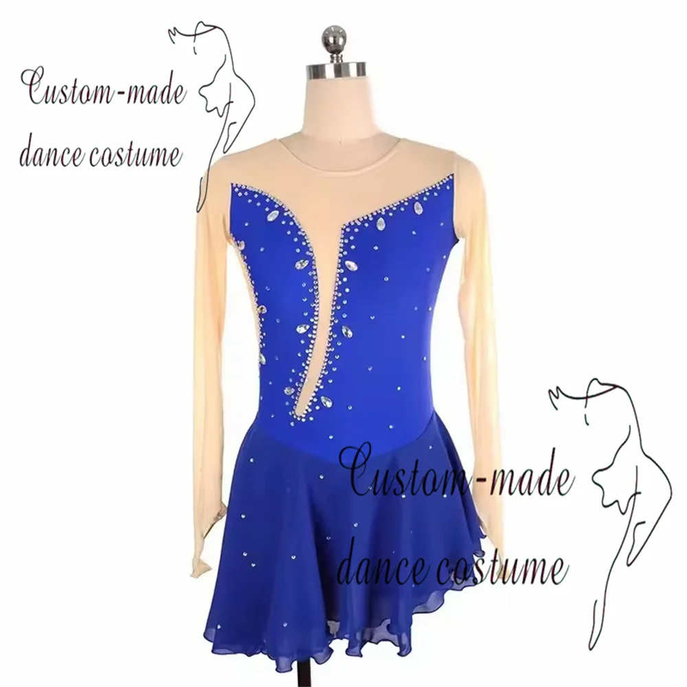 Custom adult and children's figure skating costumes made of nylon mesh for performances