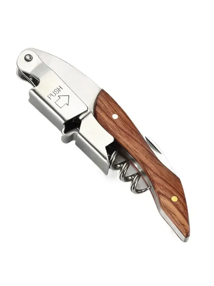 3 In 1 Wine Opener Rosewood Handle Bottle Foil Cutter Professional Stainless Steel Waiter Corkscrew