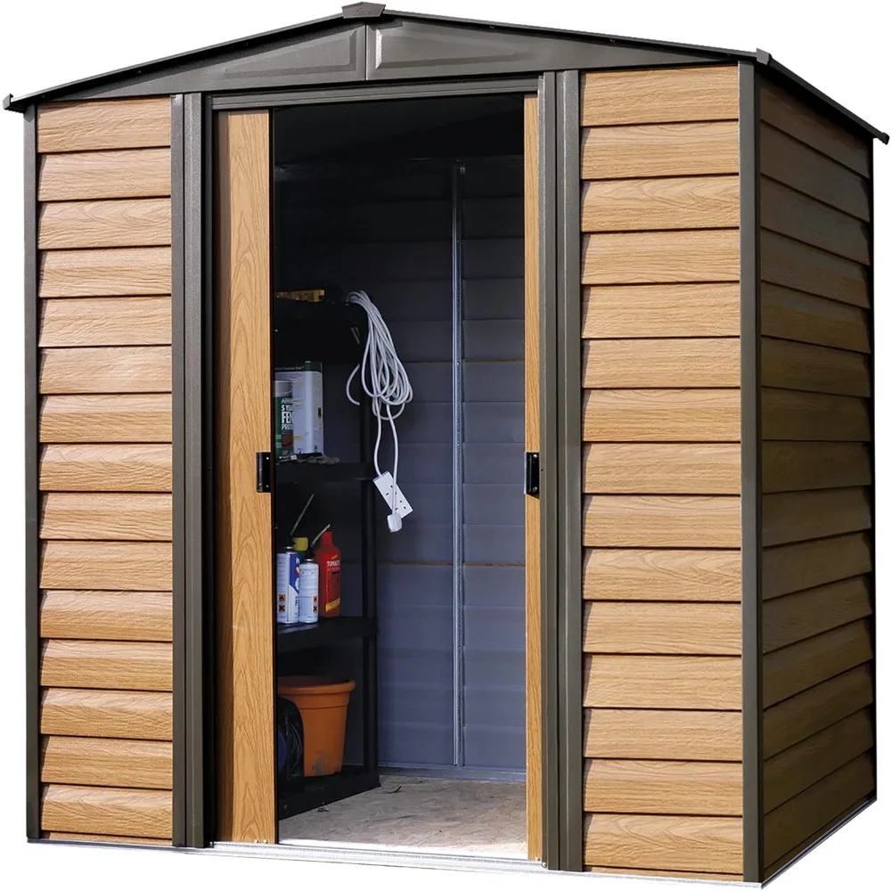 

6 X 5 Ft. Low Gable Galvanized Coffee/Woodgrain Storage Shed