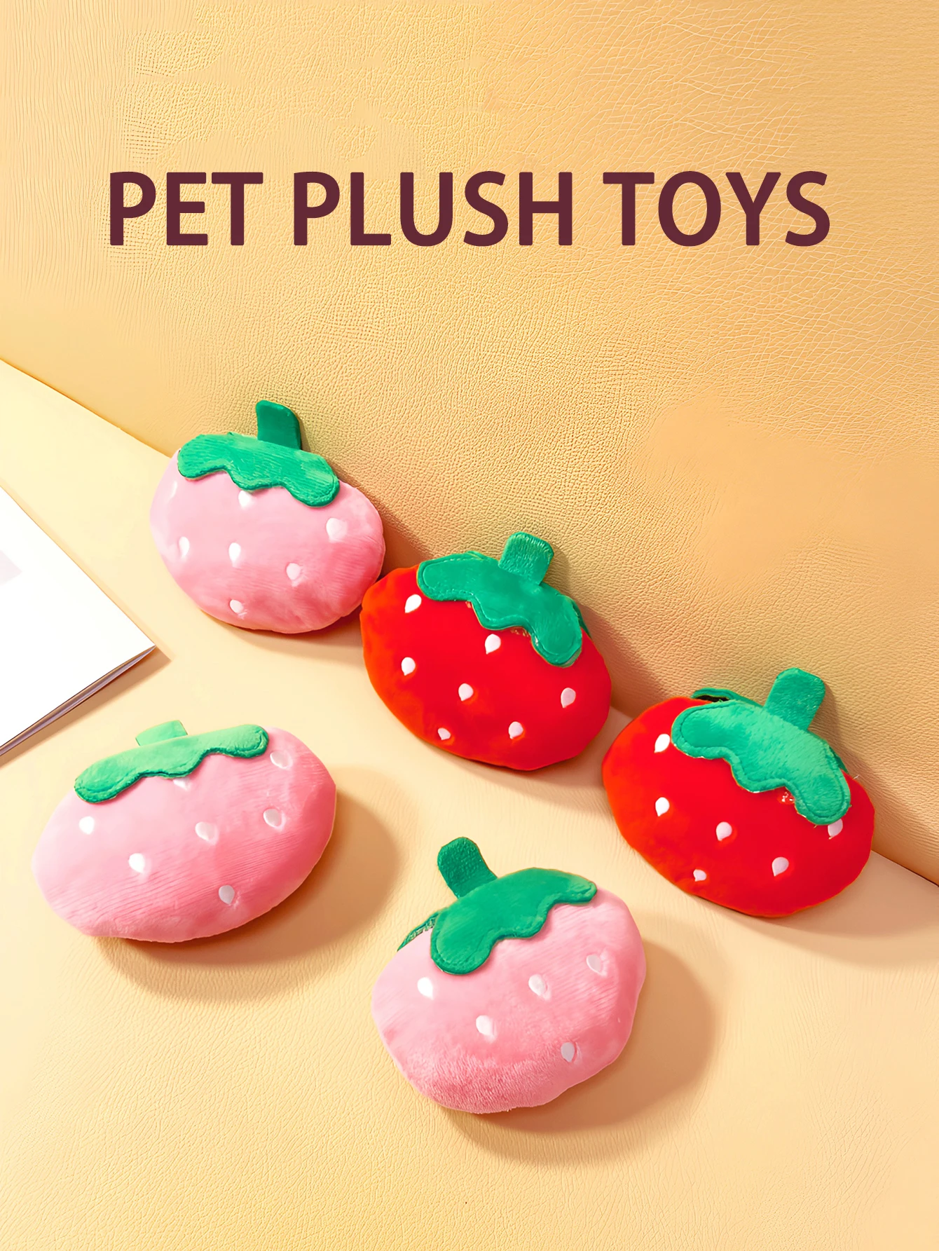 1 plush strawberry pet vocal toy with 2 colors