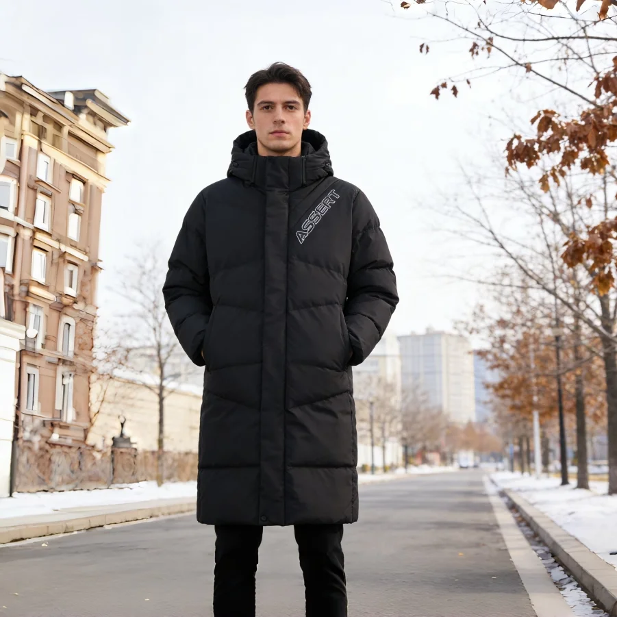 

Корейское мужское длинное пальто Thiened Du down Jaet со съемным капюшоном для хранения тепла Baing, зимнее пальто, повседневная одежда, уличное снаряжение