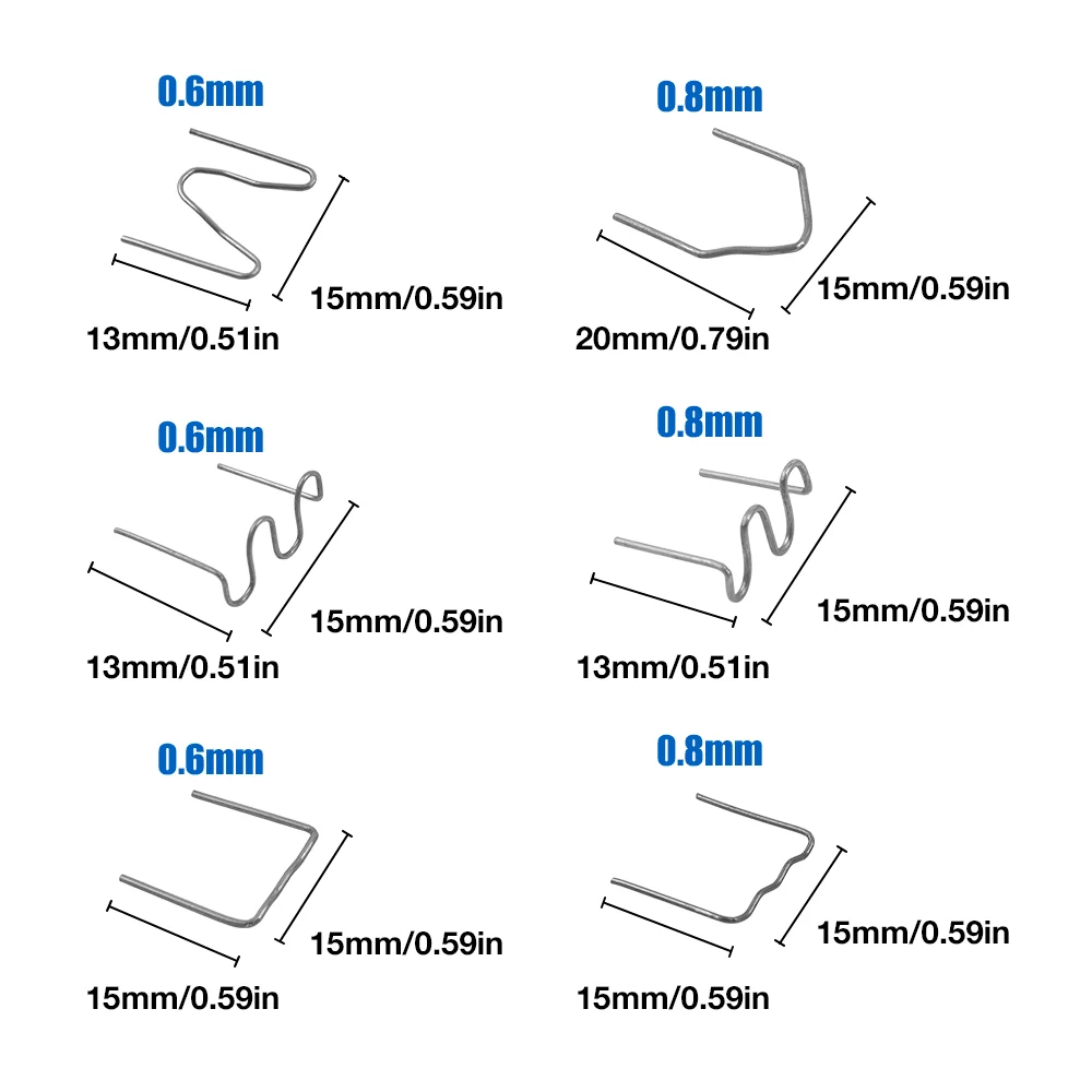 3000 pezzi di chiodi per saldatura, 6 modelli di chiodi per saldatura in plastica, graffette ondulate pretagliate, riparazioni paraurti, riparazioni