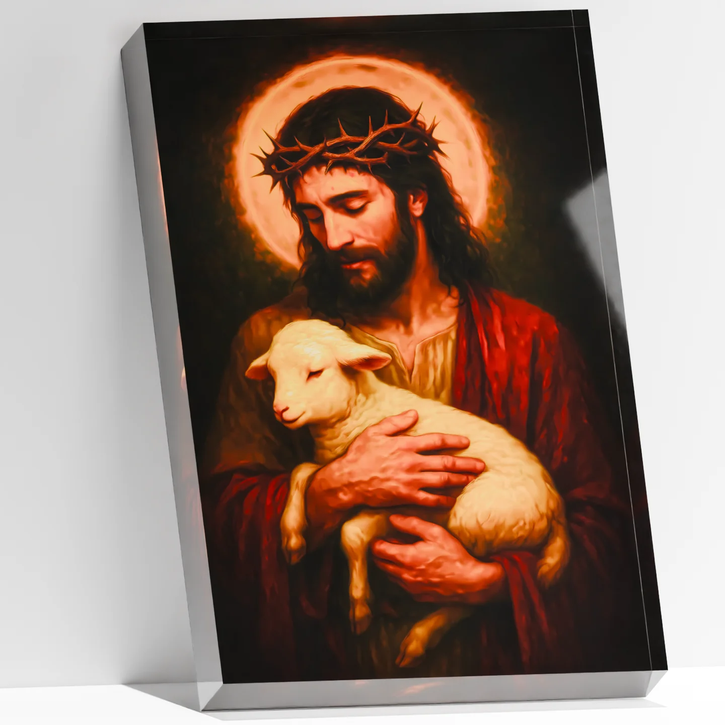 

Christian Gifts Jesus Holding Lamb Acrylic Block, Good Shepherd Religious Desk Decor, Inspirational Spiritual Keepsake for Women