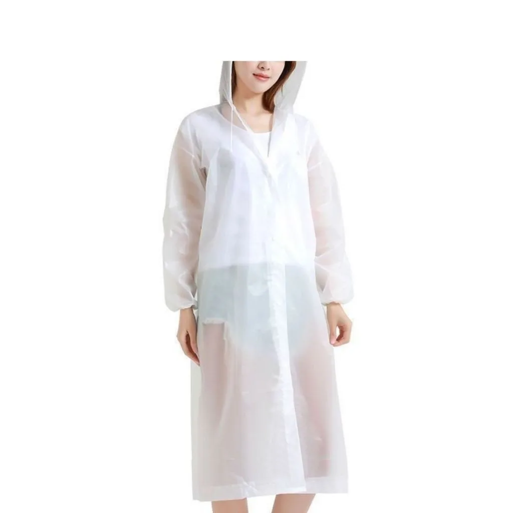 Capa de Chuva Reutilizável Transparente Capuz Adulto Unisex Impermeável Resistente Leve à Prova D’Água e Dobrável para Shows Vi