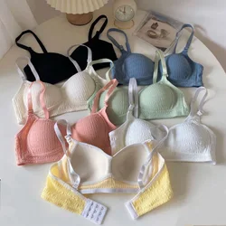 Ice Silk Bra For Women Comfort Wireless Gather Sexy Underwear For Women Push Up Simple Lingerie Seamless Brassiere Bralettle