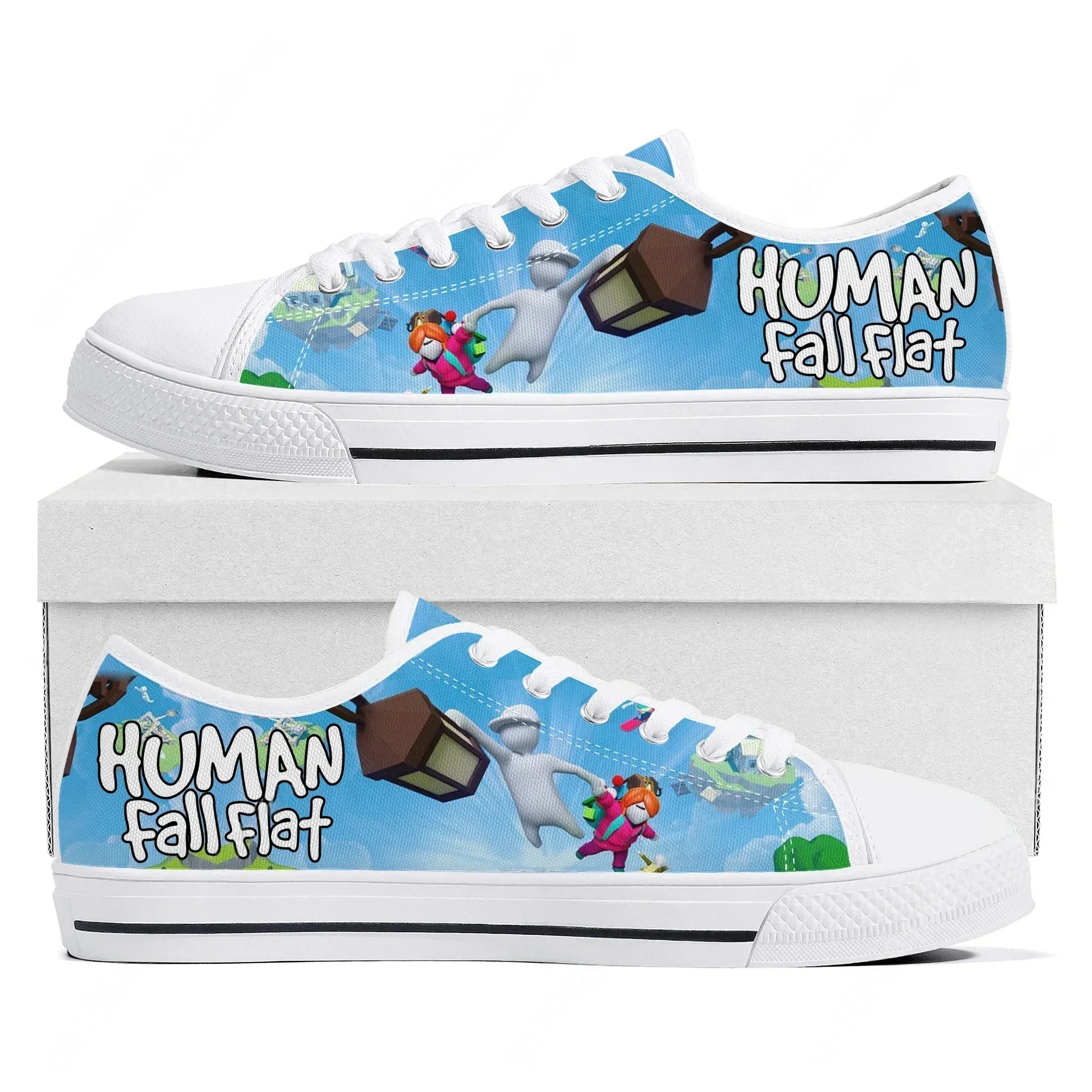 

Cartoon Game Human Fall Flat Low Top Sneakers Womens Mens Teenager Canvas Sneaker Couple Fashion Custom Built Shoes