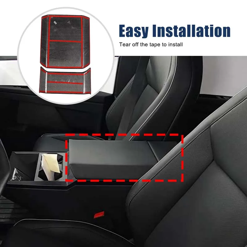 

For Tesla Cybertruck 2024+ Real carbon fiber car center console armrest box panel cover decorative sticker car accessories