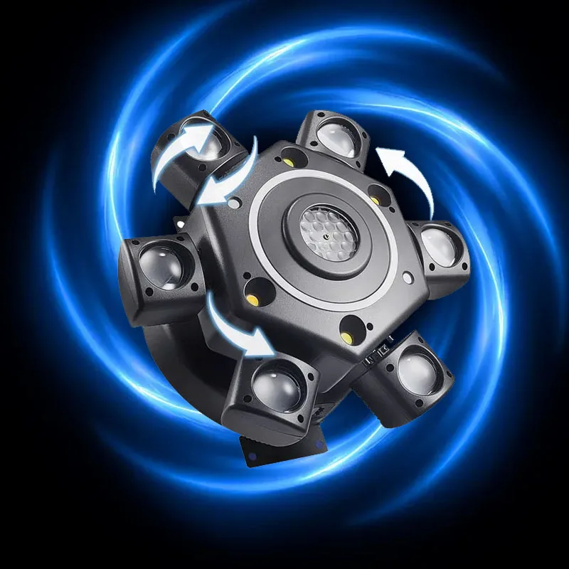 Six-Head Remote Control LED Stage Lights Rotating Beam Bee's Eye Effect for Family Gatherings DJ Use IP20