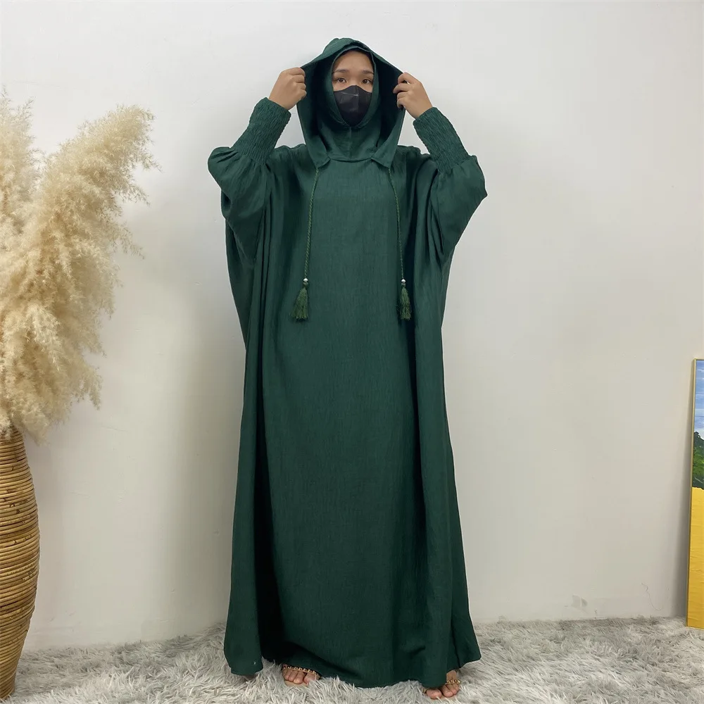 Ramadan Eid Hooded Abayas for Women Muslim Maxi Dress Arabic Robe Turkey Kaftan Islam Clothing Prayer Garment Overhead Djellaba