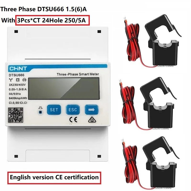 CHINT DDSU666 DTSU666 monofásico DIN Rail Modbus RS485 bidireccional energía inteligente KWH medidor de corriente eléctrica vatímetro