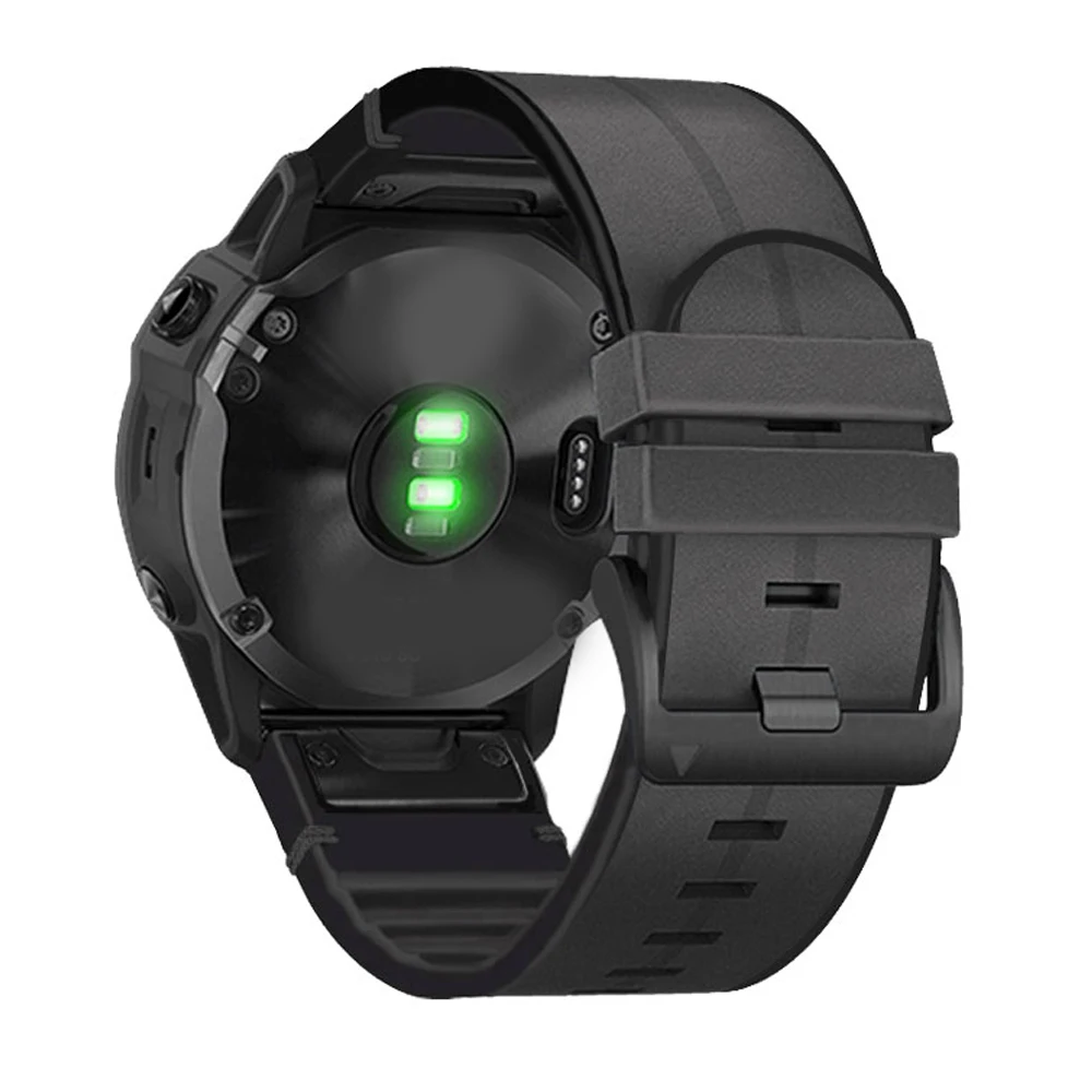 Luksusowy skórzany pasek z elementami silikonowymi do zegarków Garmin Fenix 9 Pro 47 mm, 51 mm, 9, 8, E, 7, 7X Pro, 6X Plus, system QuickFit, szerokość 22/26 mm. — zdjęcie produktu 4