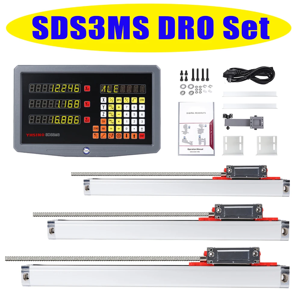 

YHSINO SDS3MS Dro Set KA-300 Linear Encoder KA300 5U 5V TTL for Lathe CNC Mill Machines 120 170 220 270 320 370 420 470 520 1020