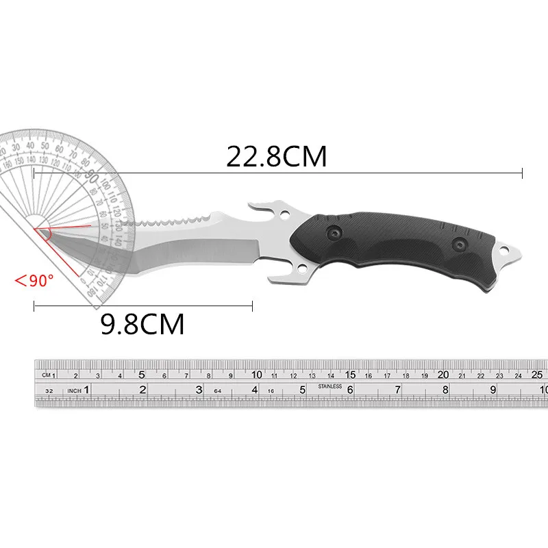 Straight Knife Outdoor Knife Portable Carry Pocket Knife Military Knife Field Hunting Tactical High Hardness Survival Knife