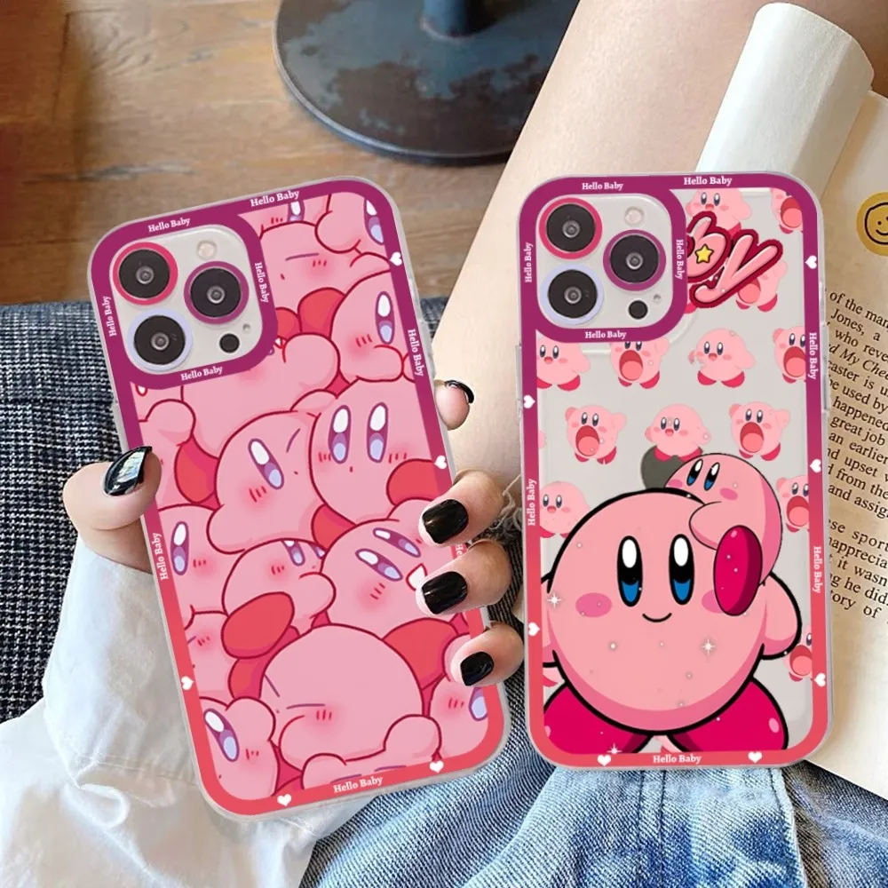 Cartoon Cute Kirbies Mousepad For Samsung S 20 21 22 23 lite plus ultra Clear Mobile Cover Funda