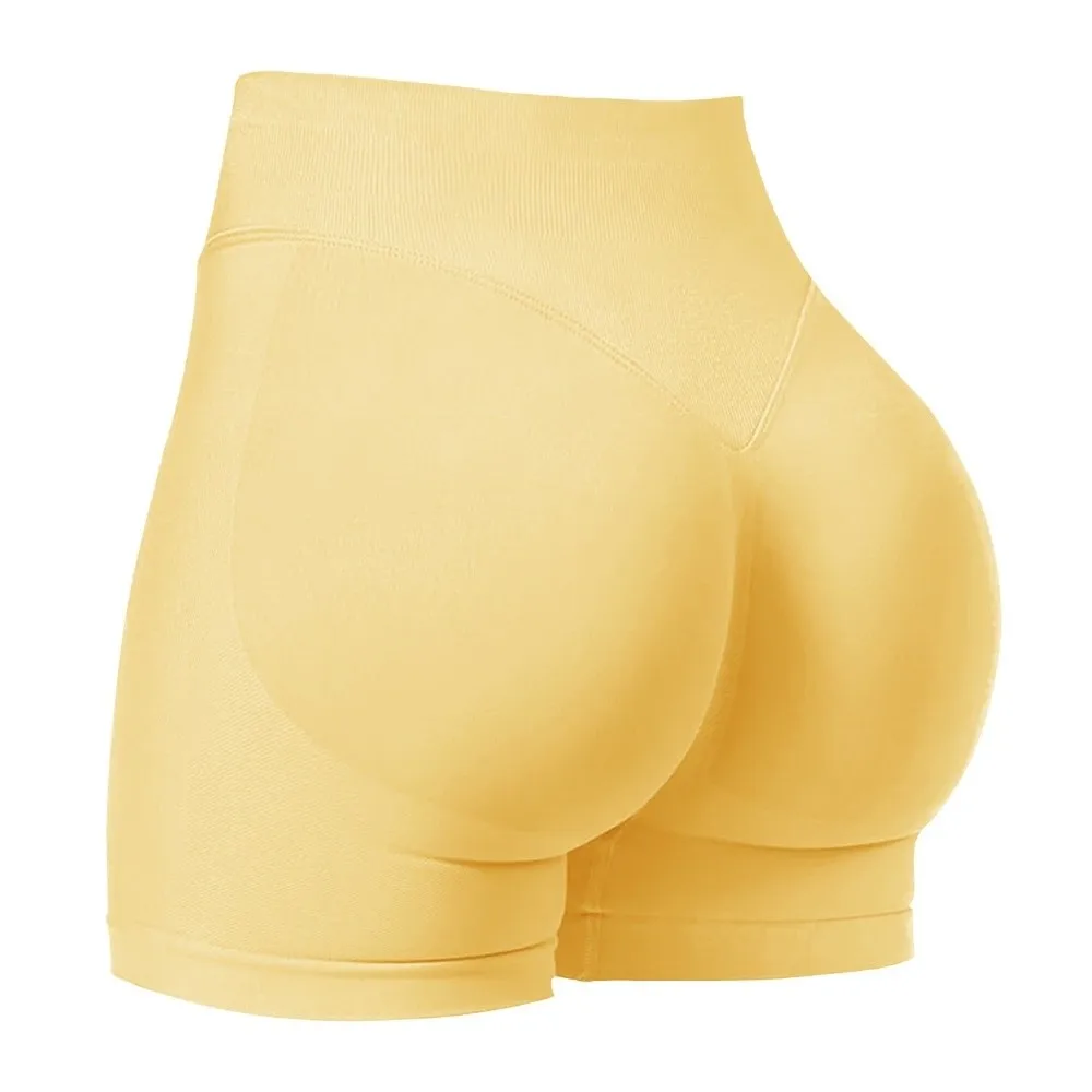 

Stretch Fabric Seamless Leggings Gym Shorts Elastic Tight Fitting Biker Shorts Solid Color Breathable Yoga Shorts Yoga Exercise