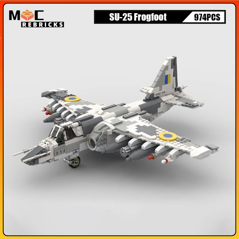 WW II Military Weapons Series MOC Building Block SU-25 Frogfoot Fighter Model Set Technology Bricks Toys For Children Gifts