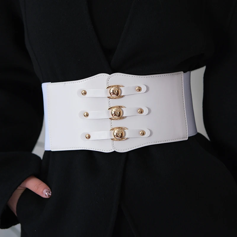 European and American fashion personality trend waistband women's wide decorative shirt dress sweater waistband elastic ultra wi