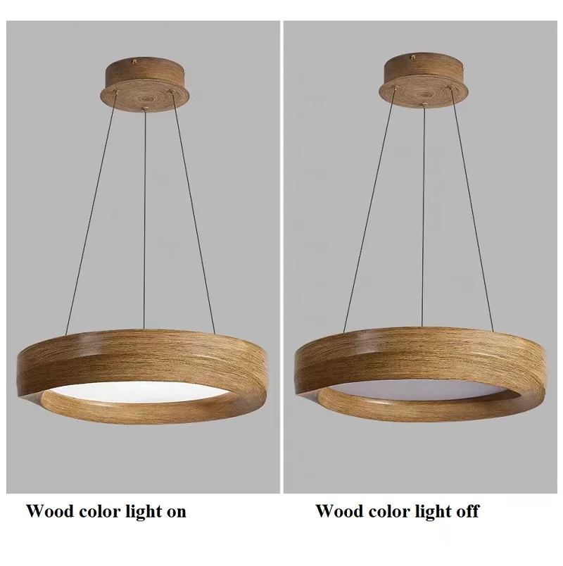 Wabi-sabi Wood Color LED Chandelier Nordic Design Bar Lamp Full Spectrum Eye Protection Dining Room Bedroom Pendant Light