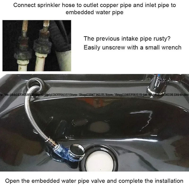 Shampoo Bed Faucet, Thai Ceramic Basin Hot and Cold Water Mixing Valve, Hair Salon Accessories Pure Copper Water Outlet