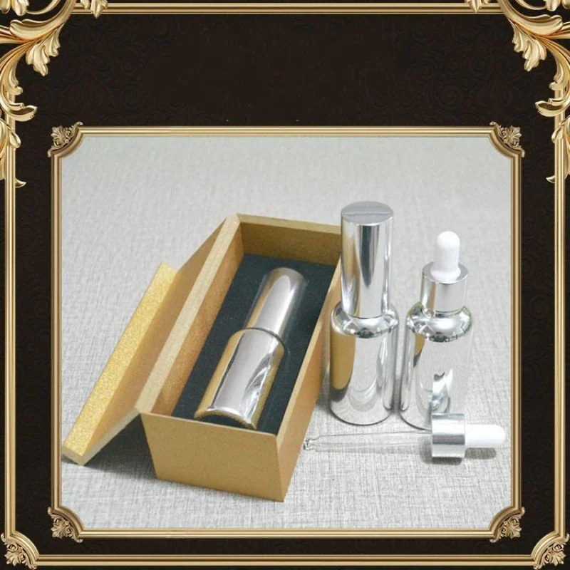 4pcs 30ml High Temperature Gold Plated Atomiser Spray Bottle with Wooden Box,empty Refillable Glass Bottle, Perfume Subpackage