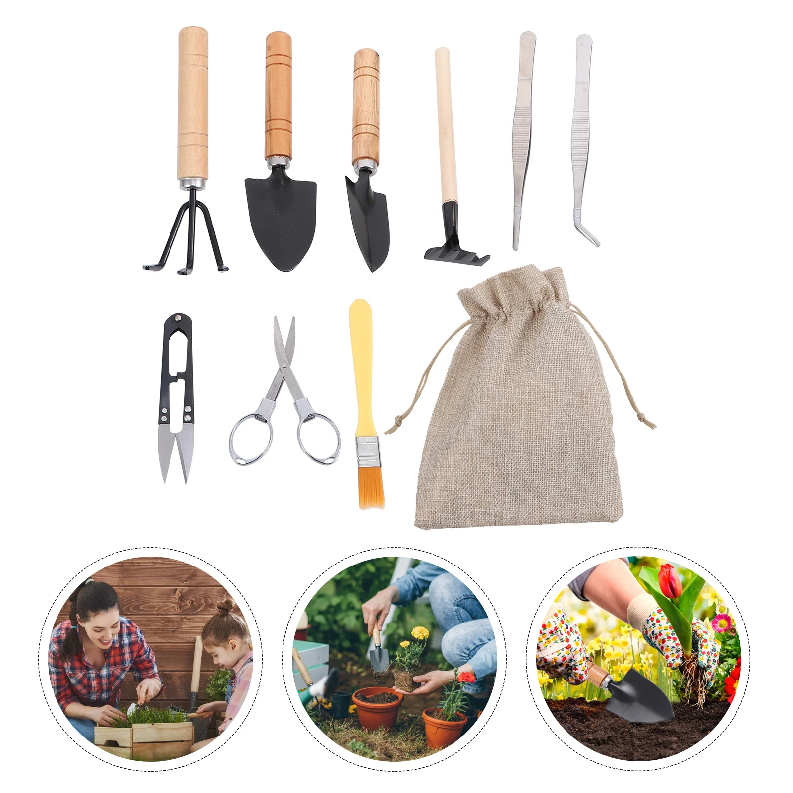 

10pcs Garden Tools Kit Durable Lightweight Mini Potted Shovel Set For Planting Transplanting Outdoor Indoor Gardening Succulent