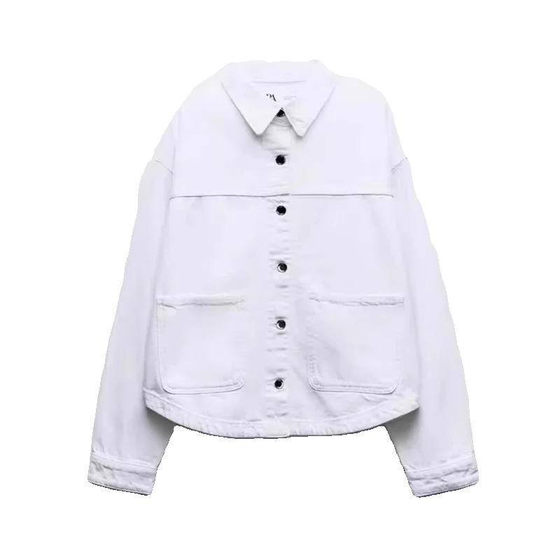 2024 delle nuove donne allentate ket American Workwear Sle een Denim Jaet tuta sportiva colletto alla coreana lunghezza regolare multifunzionale